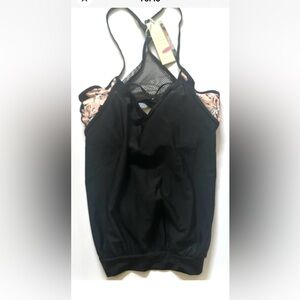 Dokotoo Womens 2024 Fashion Black Lined Up Double Up Tankini Top Size Large, New